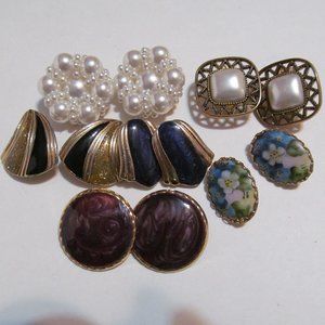 Bundle of six pair of vintage clip on earrings